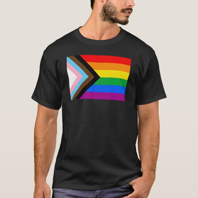 Flagga för Pride av LGBTQ+-förlopp T Shirt (Framsida)