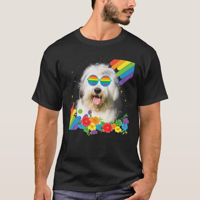 Flagga för Pridet för det gamla engelska Sheepdog- T Shirt (Framsida)