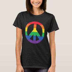 Flagga för Pridet Fredstecken för Lgbt Gay-Lesbisk T Shirt