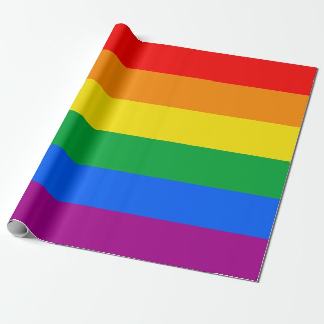 Flagga för Pridet Regnbåge i HBT-TQ+ Presentpapper (Utrullad)