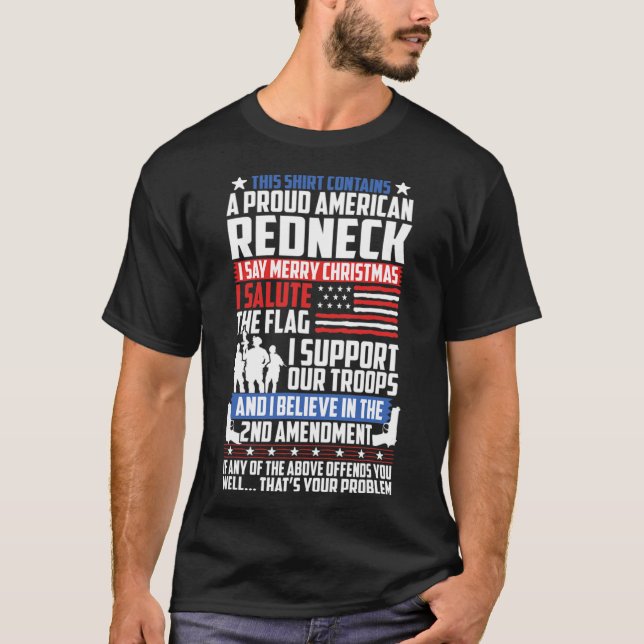 Flagga för Proud American Rednacks Support Guns Tr T Shirt (Framsida)
