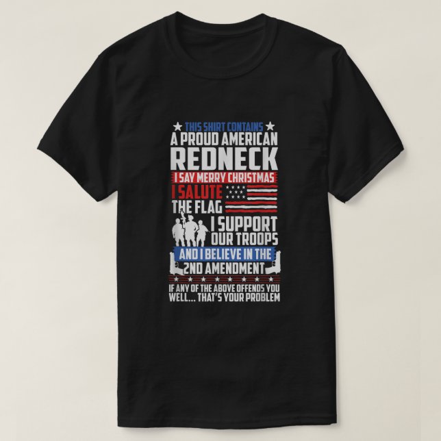 Flagga för Proud American Rednacks Support Guns Tr T Shirt (Design framsida)
