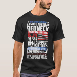 Flagga för Proud American Rednacks Support Guns Tr T Shirt