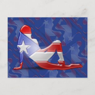 Flagga för Puerto Rican flickaSilhouette Vykort
