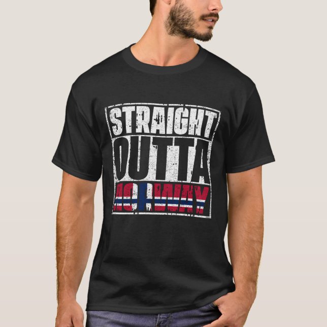 Flagga för rak utgående Norge T Shirt (Framsida)