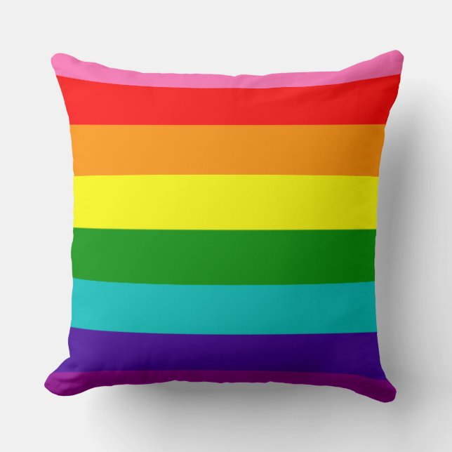 Flagga för randar för original 8 för regnbågegay kudde (Framsida)