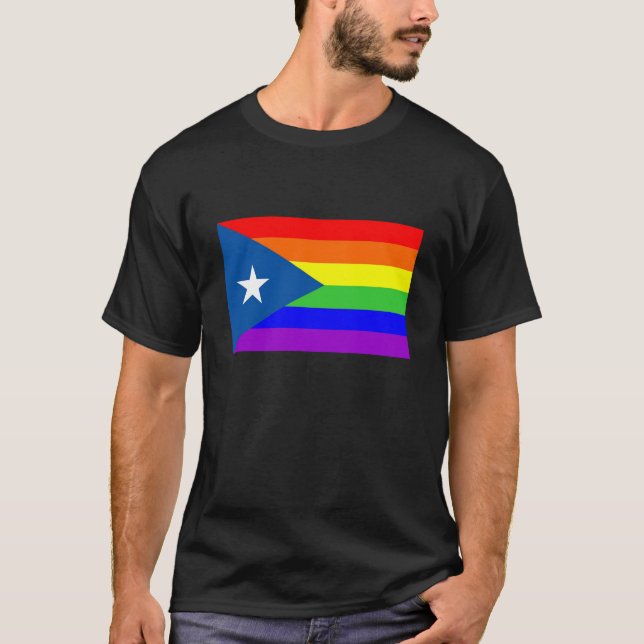flagga för regnbåge för Puerto Rico land glad T-shirt (Framsida)