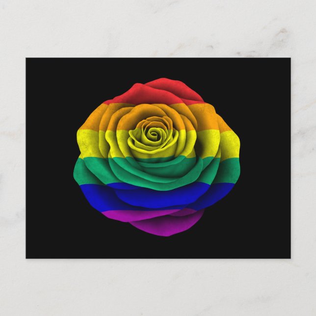Flagga för regnbågegay pridero på svart vykort (Framsida)