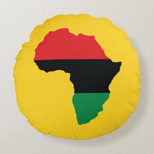 Flagga för röd, svart och Grönt Afrika Rund Kudde (Framsidan)