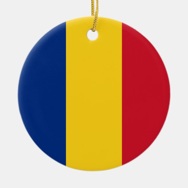 Flagga för rumänien julgransprydnad keramik (Framsidan)