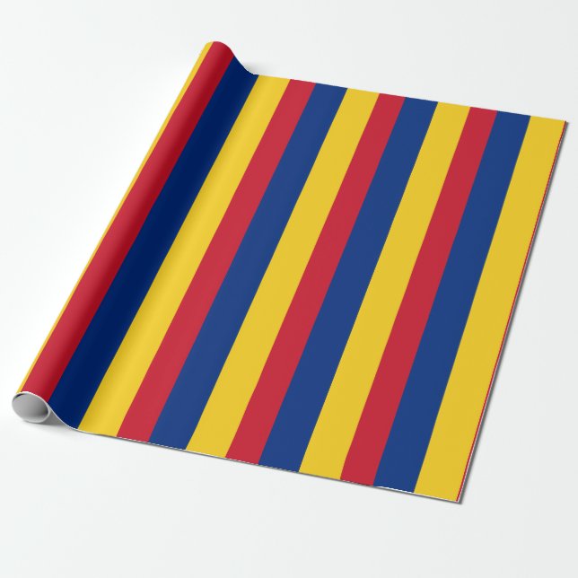 Flagga för rumänien presentpapper (Utrullad)
