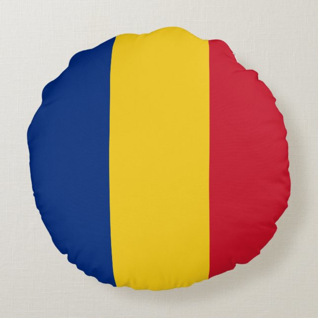 flagga för rumänien rund kudde (Baksidan)