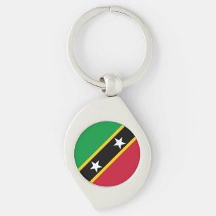 Flagga för Saint Kitts och Nevis Swirl Silverfärgad Nyckelring