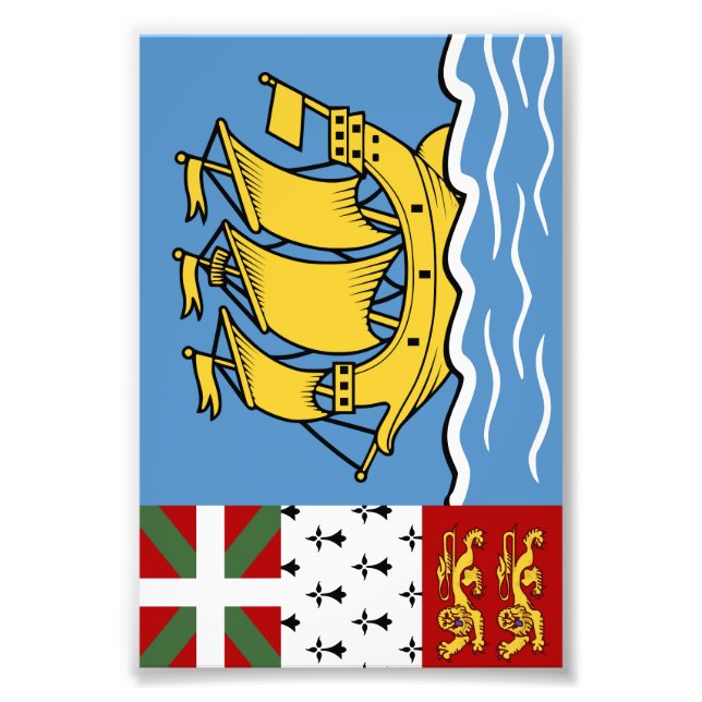 flagga för Saint-Pierre och Miquelon Fototryck (Framsidan)