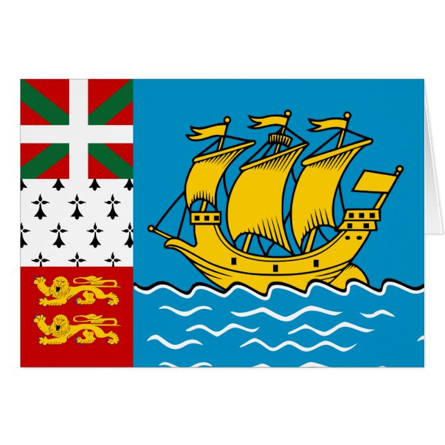 Flagga för Saint-Pierre och Miquelon Hälsningskort (Framsidan Horizontal)