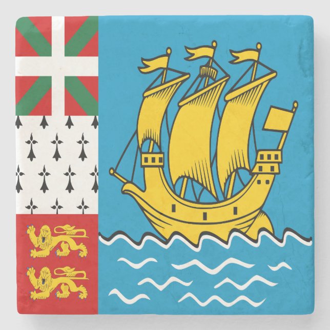 Flagga för Saint Pierre och Miquelon Stenunderlägg (Framsidan)
