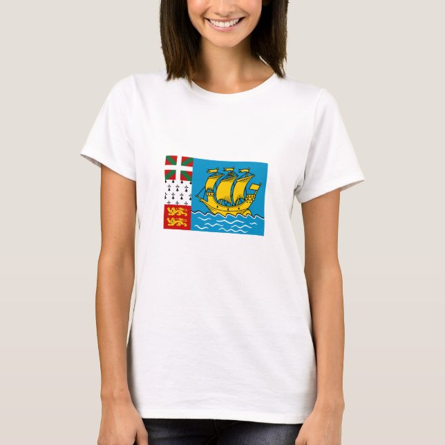 Flagga för Saint-Pierre och Miquelon T Shirt (Framsida)