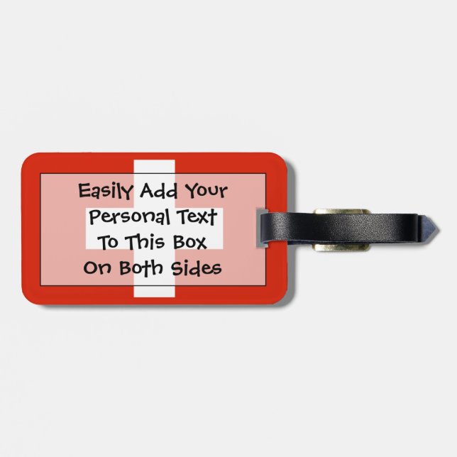 Flagga för Schweiz Easy ID Personal Bagagebricka (Baksida Vågrät)