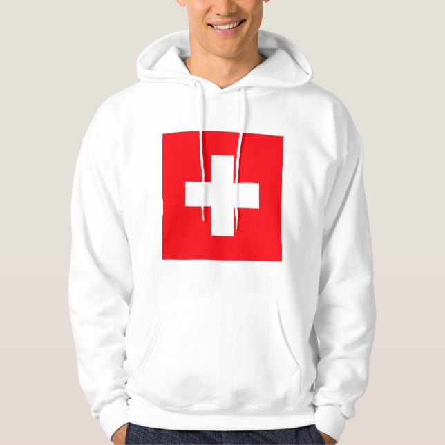 Flagga för Schweiz Sweatshirt Med Luva (Framsida)