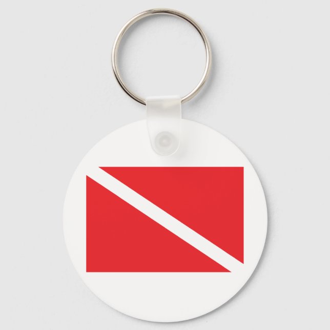 FLAGGA för SCUBA-delning ned Nyckelring (Framsida)