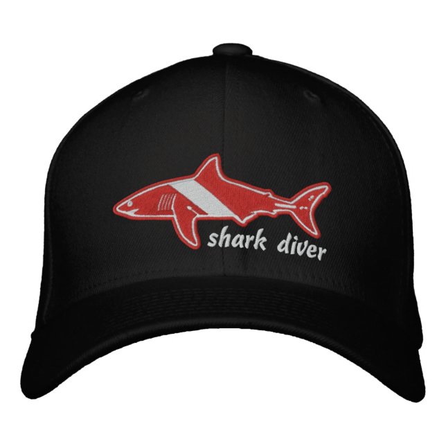 Flagga för Shark Diver-enhet Broderad Keps (Framsida)