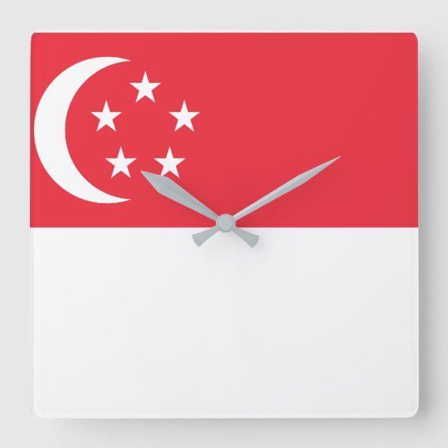 Flagga för Singapore medborgarevärld Fyrkantig Klocka (Framsida)