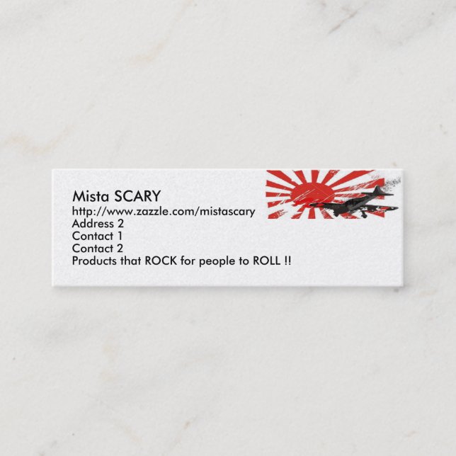 Flagga för sol för resning för Kamikazebombplan Mini Visitkort (Framsida)