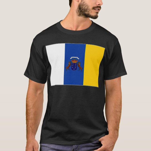Flagga för Spanien kanariefågelöar Tee (Framsida)