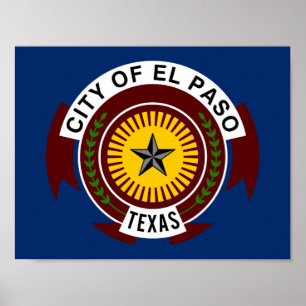 Flagga för staden El Paso, Texas-affisch Poster