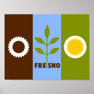 Flagga för staden Fresno, Kalifornien Affisch
