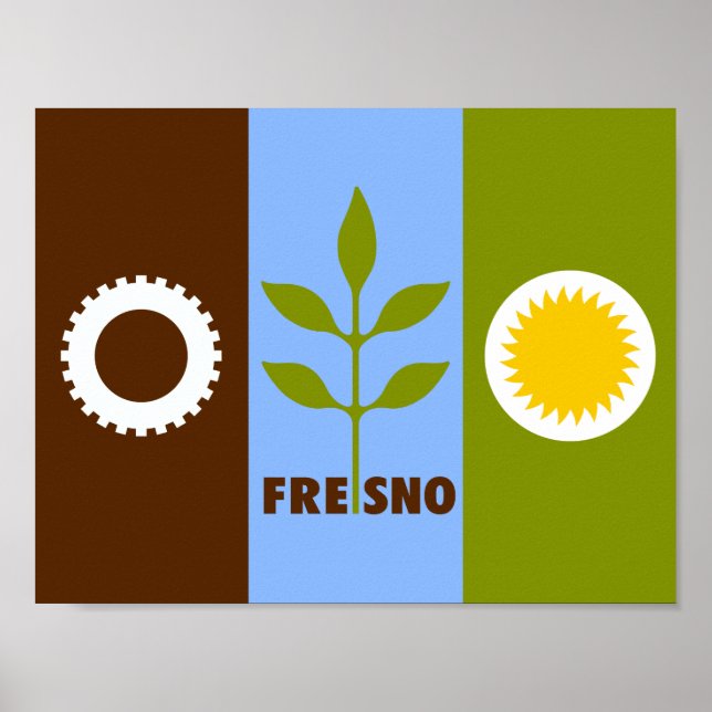 Flagga för staden Fresno, Kalifornien Affisch (Framsidan)