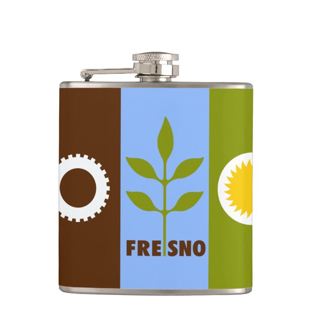Flagga för staden Fresno, Kalifornien Hip Flask Fickplunta (Framsidan)