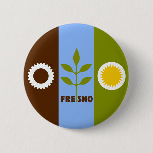 Flagga för staden Fresno, Kalifornien Pinback-knap Knapp