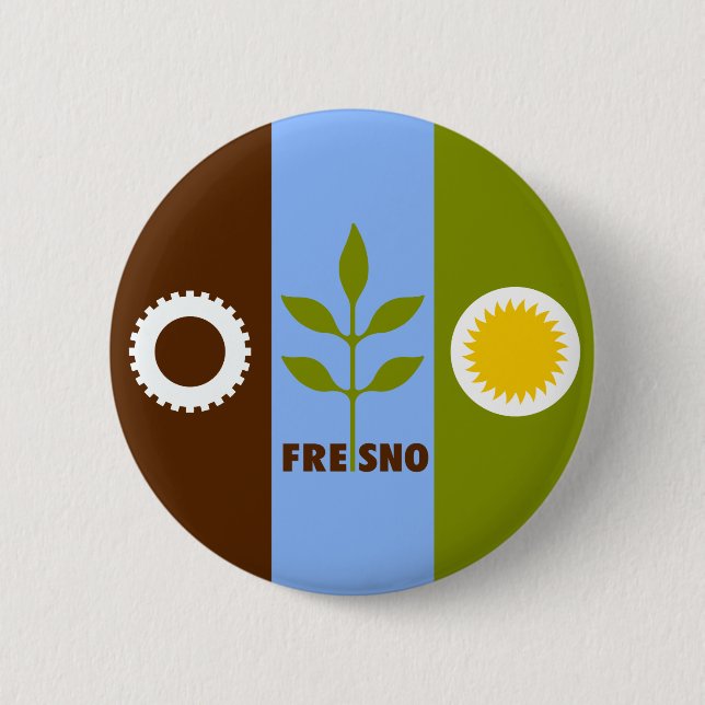 Flagga för staden Fresno, Kalifornien Pinback-knap Knapp (Framsida)
