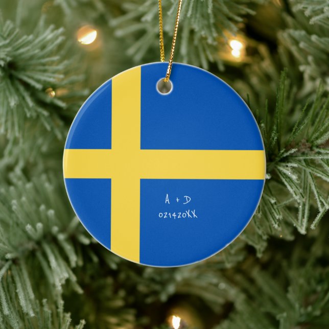 Flagga för Sverige av anpassningsbar Julgransprydnad Keramik (Träd)