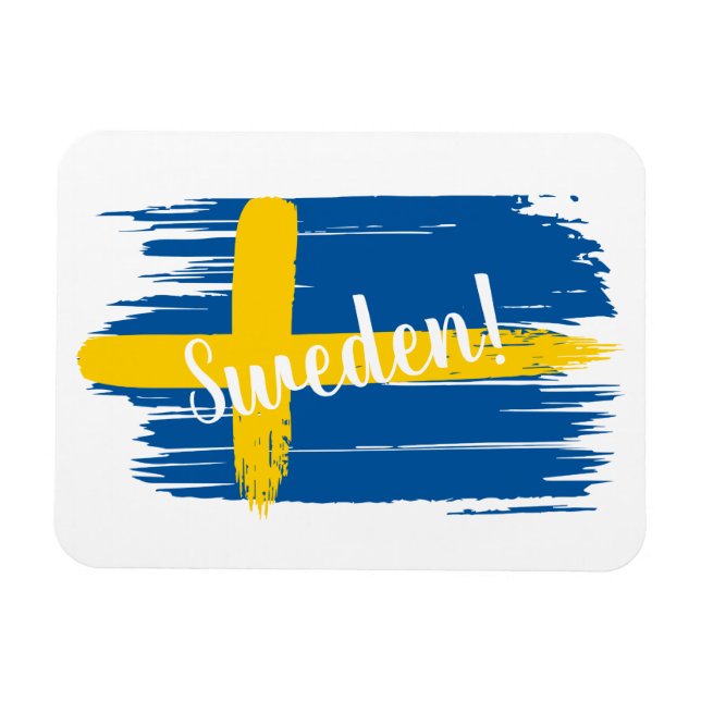 Flagga för Sverige av konstnärlig pensel Magnet (Horisontell)