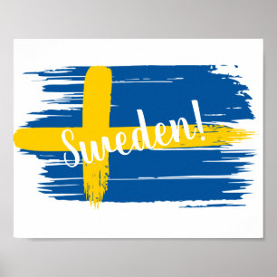 Flagga för Sverige av konstnärlig pensel Poster