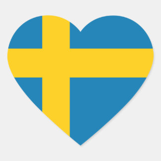 FLAGGA för sverige Hjärtformat Klistermärke