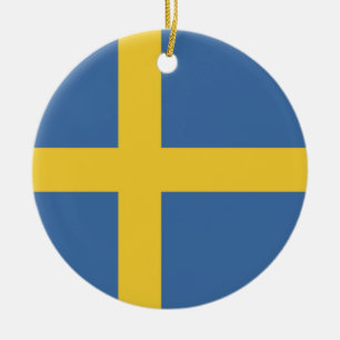 flagga för sverige julgransprydnad keramik