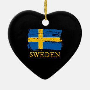 Flagga för sverige julgransprydnad keramik