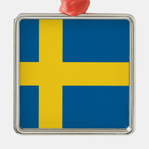flagga för sverige julgransprydnad metall
