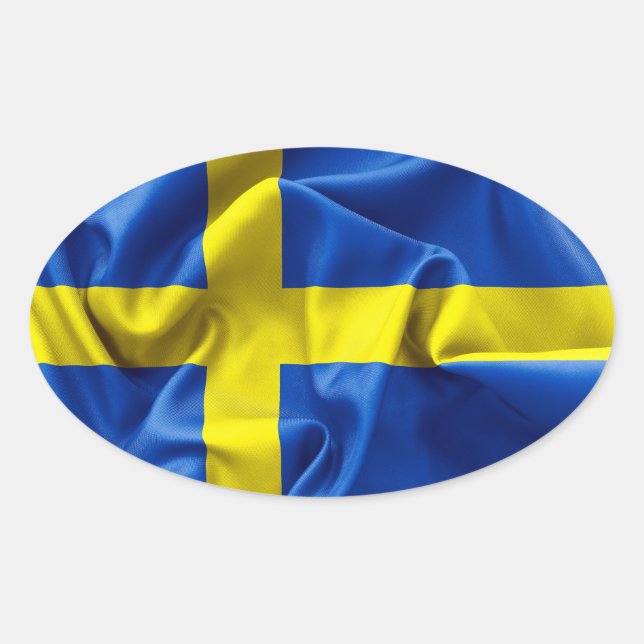 Flagga för sverige ovalt klistermärke (Framsida)
