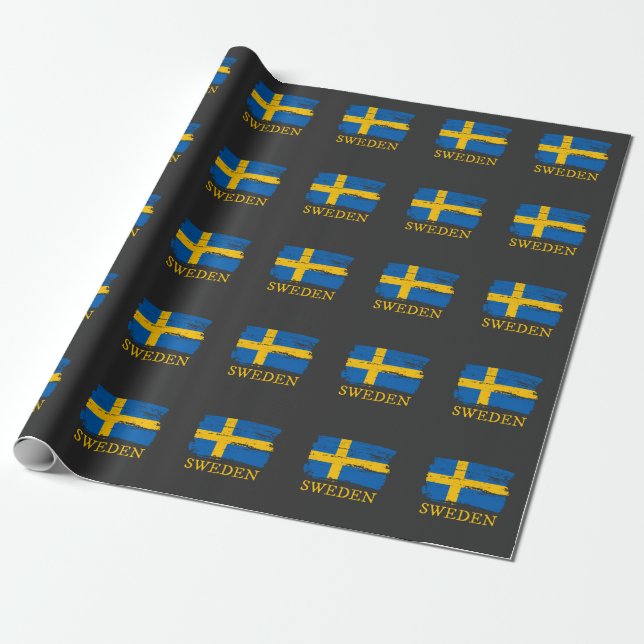 Flagga för sverige presentpapper (Utrullad)