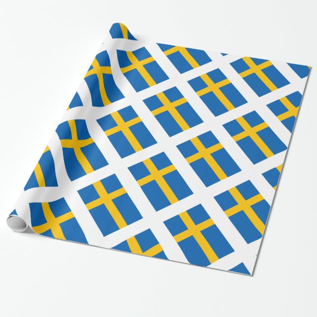 Flagga för Sverige sverigesvensk Presentpapper (Utrullad)
