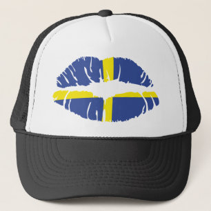 flagga för sverigekyssläppstift keps
