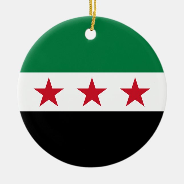 Flagga för Syrien (december 2024) Julgransprydnad Keramik (Framsidan)