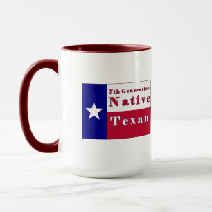 flagga för Texan för 7:egeneration infödd Mugg