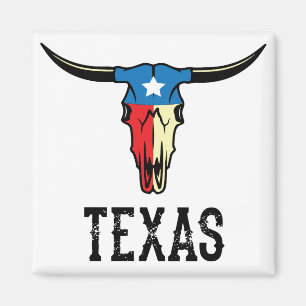 Flagga för Texan för skalle för Texas tjurLongh Magnet