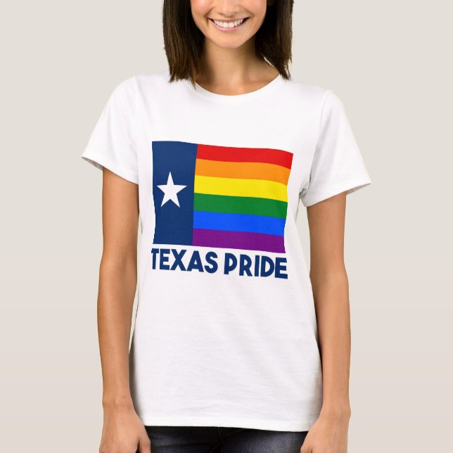 Flagga för Texas LGBT gay prideregnbåge T Shirt (Framsida)
