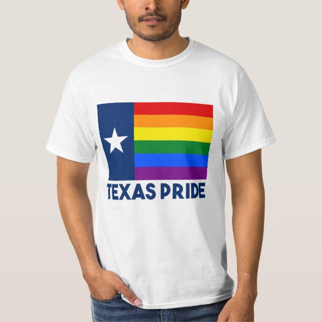 Flagga för Texas LGBT gay prideregnbåge T Shirt (Framsida)